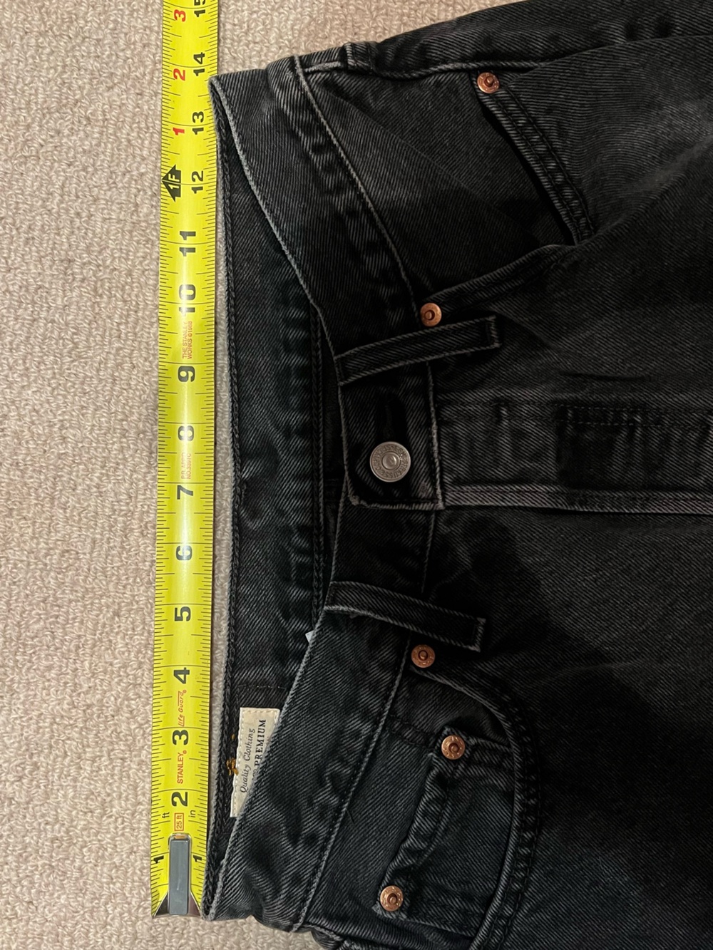 🖤Levi’s Black 501 100% Cotton Premium Water<Less Button Fly Jeans W27 L28 - Picture 8 of 10